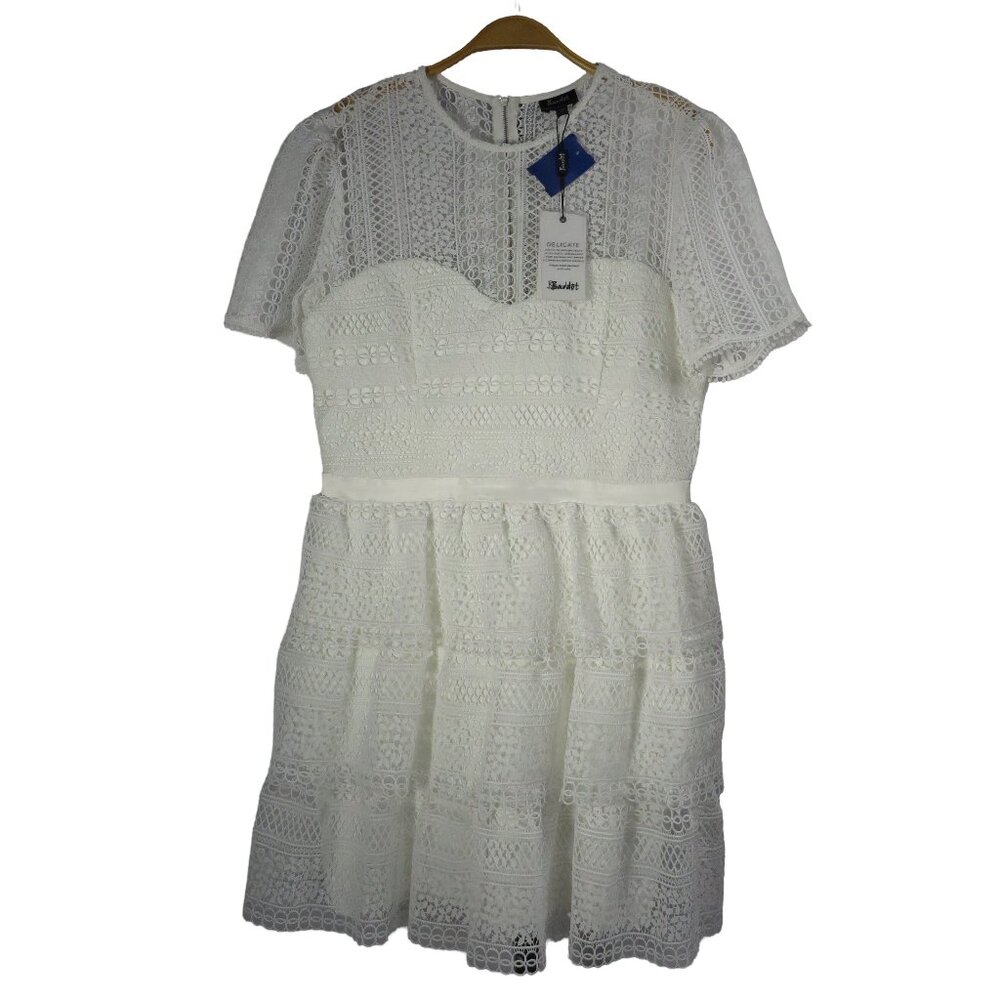 NWT Bardot White Ruffle Dress Size 10